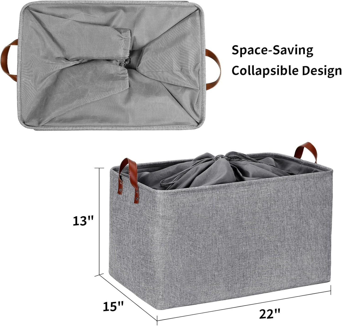 DULLEMELO Extra Large Grey Basket for Organizing, Collapsible Fabric Storage Basket with Handles, 70L Oversized Storage Bin, Large Closet Toys Blanket Organizer for Living Room, Laundry, Nursery