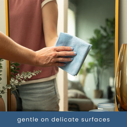 S&T INC. 100 Pack Microfiber Cleaning Cloth, Bulk Towels for Home, Reusable Microfiber Towels for Cars, Cleaning Rags, Light Blue, 11.5 Inches x 11.5 Inches, 100 Count