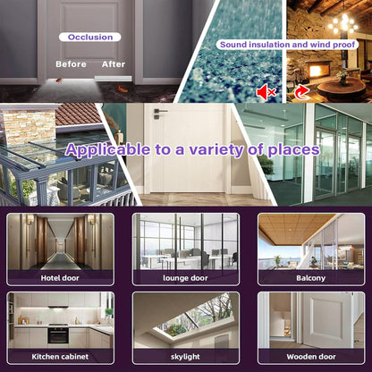 Weather Stripping Door Seal Strip for Gaps, Silicone Draft Stopper Adhesive Tape for Sliding Doors, Windows, Shower Glass, Soundproof Seal for Home Insulation, 32.8ft Roll Grey