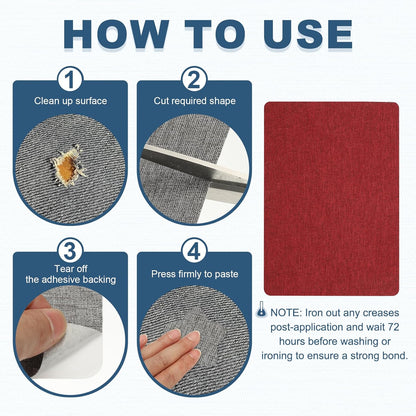 PATIKIL 8x11 Inch Linen Repair Patches, 2Pcs Self-Adhesive Fabric Patch for Sofas Tote Bags Furniture Car Seats Clothes Tents, Red