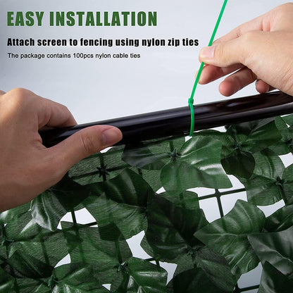 Faux Ivy Privacy Fence Screen Outdoor Expandable Artificial Greenery Roll Fake Hedge Wall Patio Green Plastic Leaf Plant Vine Grass Panels Gate Covering for Garden Yard Balcony (197 X 40 in)
