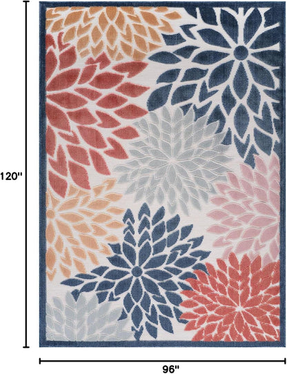 Beverly Rug Outdoor Rug 8x10 Modern Floral Tropical Area Rugs for Indoor and Outdoor Patio Easy to Clean Non Shedding Living Room Porch Garden Washable Outside Carpet (8 x 10 Multicolor)
