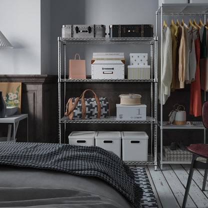 IZEUK 4-Tier Adjustable Heavy Duty Metal Wire Shelving Unit, Wide Storage Rack Organizer for Garage, Kitchen, Office, Dorm, Warehouse (Silver, 15.8" D x 45.8" W x 59.4" H, 1400 lbs Capacity)