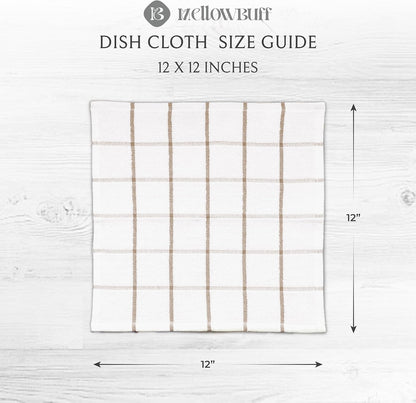 100% Cotton Terry Dish Cloth & Dish Towel, 6 Pack, Super Soft and Absorbent Kitchen Towels, Perfect for Kitchen Cleaning and Dish Washing (TAN (DT and DC Combo))