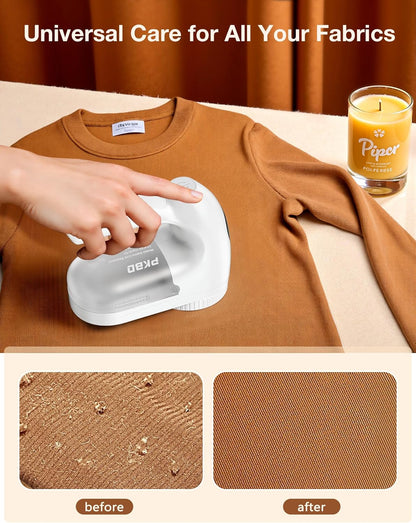 IPX6 Waterproof Washable Electric Fabric Shaver and Lint Remover, Rechargeable Sweater Defuzzer with 3 Free Extra Blades, Quickly and Effectively Remove Fluff, Fuzz, Bobbles for Clothes, White