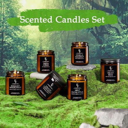 Scented Candles Set, Soy Wax Candles 6 Pack 42 Oz Aromatherapy Candles Gift Set for Women Men (Sage/Vanilla/Lemon/Sandalwood/Mint/Rose