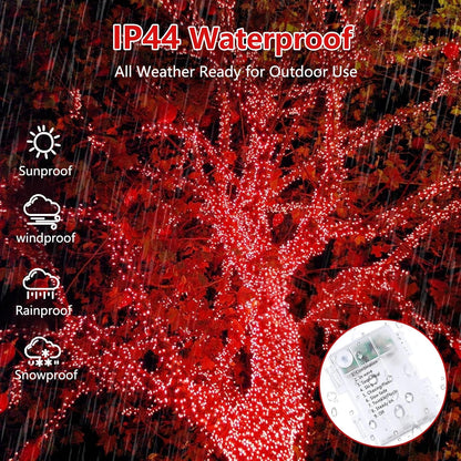 2 Pack Halloween String Lights Battery Operated with Timer, 66FT 200 LED Waterproof Battery Twinkle Lights, 8 Modes Fairy Light for Indoor & Outdoor Party Bedroom Garland Tree Christmas Decor (Red)
