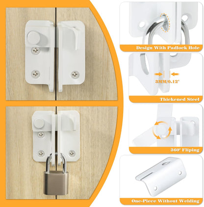 Alise Flip Latch Gate Latch Shed Lock Shed Latch Barn Door Lock Locking Latches for Barn Fence Cabinet Garden Garage Window Pet Dog Cage,Stainless Steel Shed Door Latch Barn Door Lock,White,L-Size