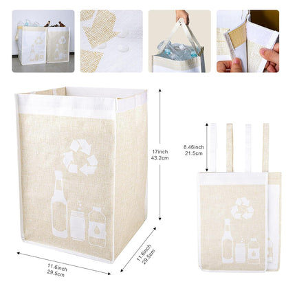 Recycle Waste Bag for Kitchen Home- Indoor Recycling Bins Trash Sorting Organizer, Reusable and Waterproof, Yellow, 4 Pack