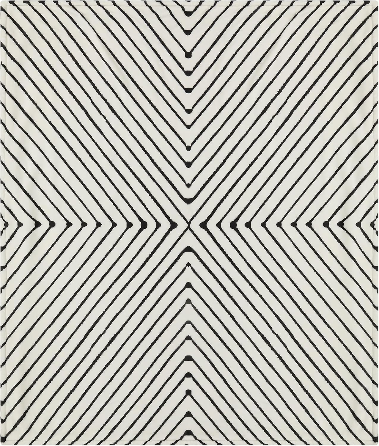 Lahome Boho Fleece Throw Blanket Black White Striped Fluffy Bed Throws Soft Cozy Warm Fuzzy Throw Blanket Reversible Blankets for Couch Sofa, Off White 50''x60''