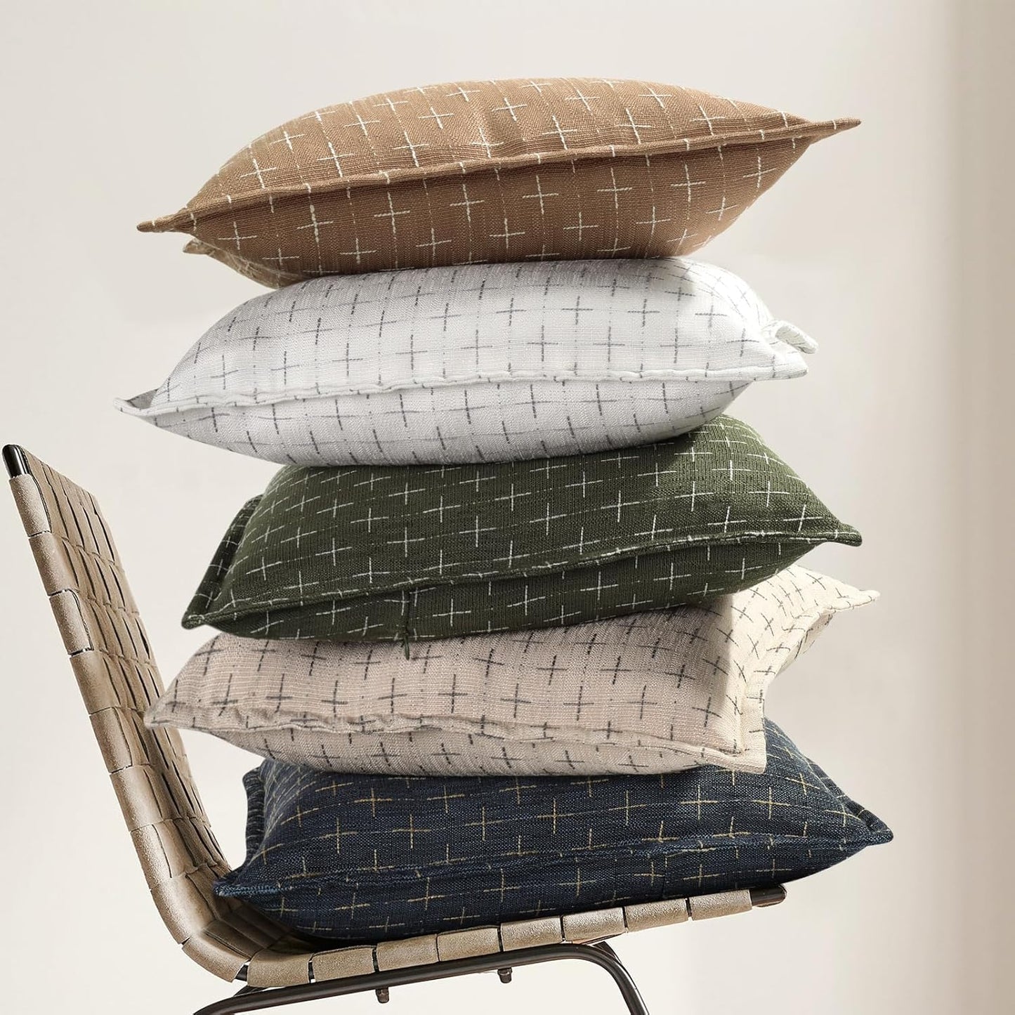 ZWJD Throw Pillow Pillow Covers 26x26 Set of 2 Soft Polyester Textured Pillow Covers with Stylish Flange Edge Cozy Farmhouse Throw Pillows for Couch Bed Sofa Living Room