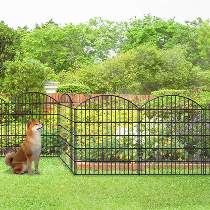 Decorative Metal Garden Fence Outdoor CTW3643, 43.2in H x 14.75 ft L, No Dig Temporary Dog Fence Border Fencing for Yard Patio Landscape Flower Bed,5 Panels + 6 Stakes, Black