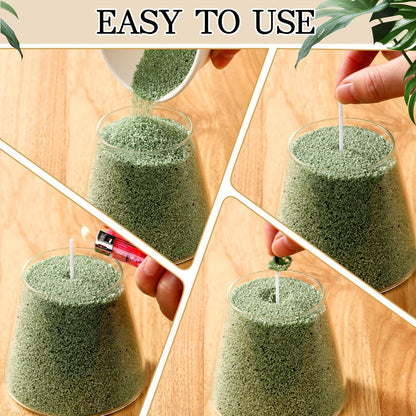 MTLEE Candle Sand 3.3 lb DIY Pearled Candle Making Kit Included 20 Pcs Wicks and Refillable Beaded Wax Sand Beaded Wax Gift with Wicks Self Extinguish for Home Wedding Party Women(Green)