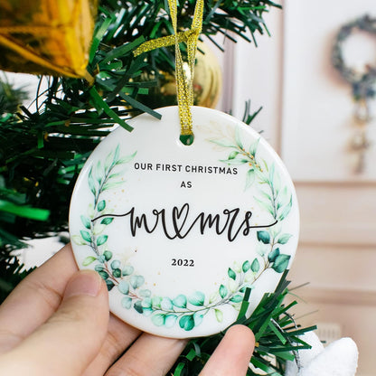 2022 Our First Christmas Married Ornaments, First Christmas as Mr. and Mrs. Ornament, Wedding Bridal Shower Gift, Newlywed Gifts for Couples, Our 1st Christmas Tree Decoration, Christmas Keepsake
