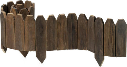 Wood Garden Edging, Wooden Fence Border Decorative Small Picket Panels for Flower Bed Barriers and Landscape Fencing (5.9" H x 47" L, 1 Pack)