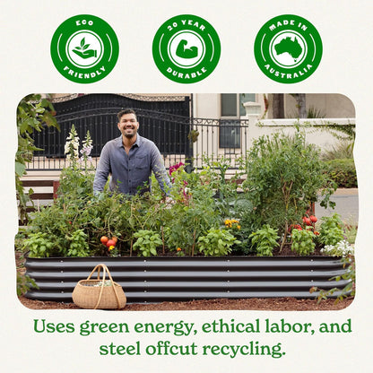 Epic Gardening 5-in-1 Modular Galvanized Raised Garden Bed Kit, 15" Tall Metal Planter Box, Durable Aluzinc Steel Raised Garden Bed Outdoor for Vegetables, Herbs, Flowers & Fruits - Round - Mist Green