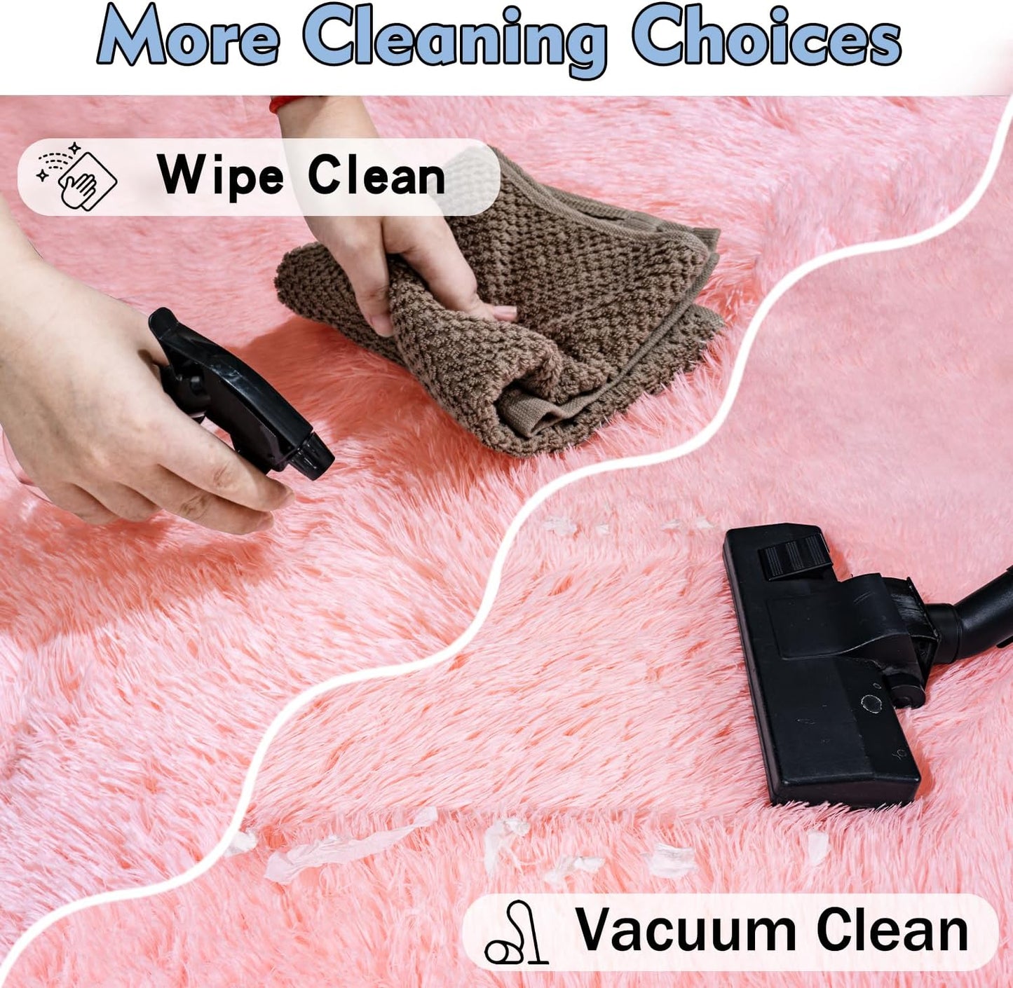 Ultra Soft Pink Rugs for Bedroom 8x10 Feet, Fluffy Shag Area Rugs for Living Room, Large Comfy Furry Rug for Girls Kids Baby Room Decor Teenage Pastel Princess Rug, Non Slip。