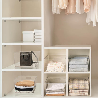 Vtopmart 6 Pack Extra Large Clear Plastic Storage Bins,11x11 Cube Acrylic Organizer Square Containers with Handle for Pantry,Closet,LaundryRoom,Kitchen,Bathroom,UnderSink Organization