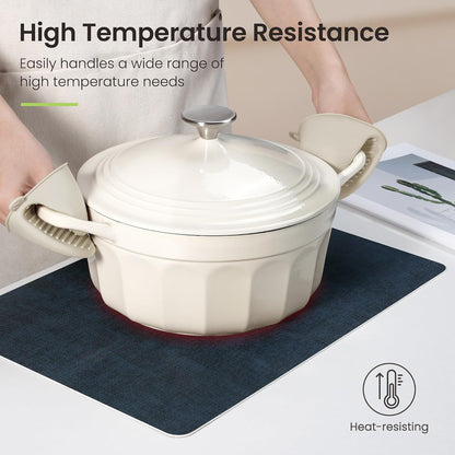 Faux Leather Dual Sided Placemats Set of 4, Square Non-Slip Heat Resistant Placemats with Coaster, Reversible wipeable Waterproof Table Mats for Kitchen, Dining, Outdoor (4, Black Navy Blue)