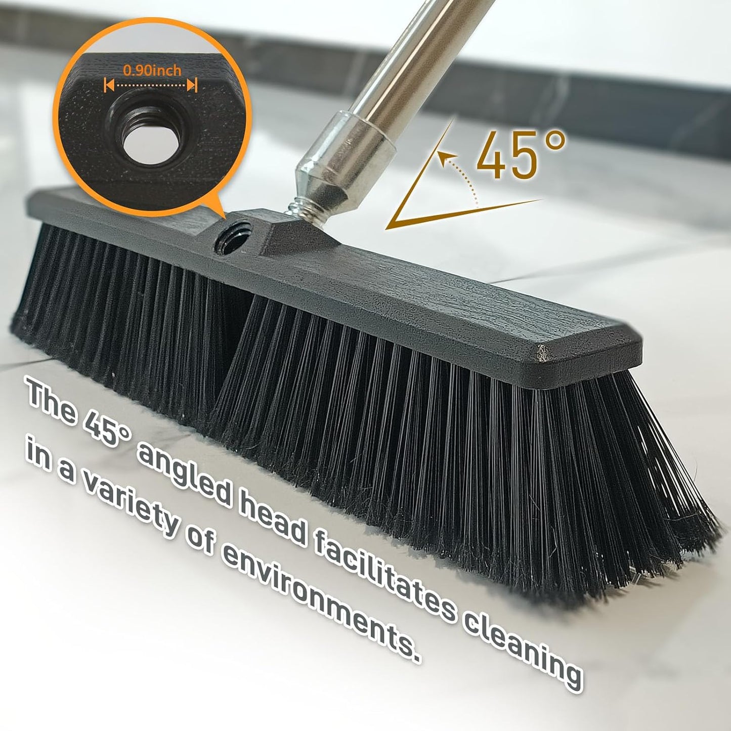 Push Broom Head Outdoor Large Stiff Bristle - Excellent Cleaning Performance- Easy Installation (18 inches)