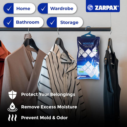 Hanging Moisture Absorber Activated Charcoal 10.6 oz/300g | Moisture Absorbing Bags for Bathroom, Closet & Kitchen | Removes Moisture, Humidity & Odors | Portable Dehumidifier | Set Of 20