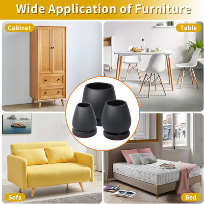 Ezprotekt 24 Pcs Round Silicone Chair Leg Floor Protectors for Wood Floors, Felt Furniture Pads Caps, Bar Stool Leg Floor Protectors Covers for Dining Table Chair (L Fit 1.1"-1.3", Black)