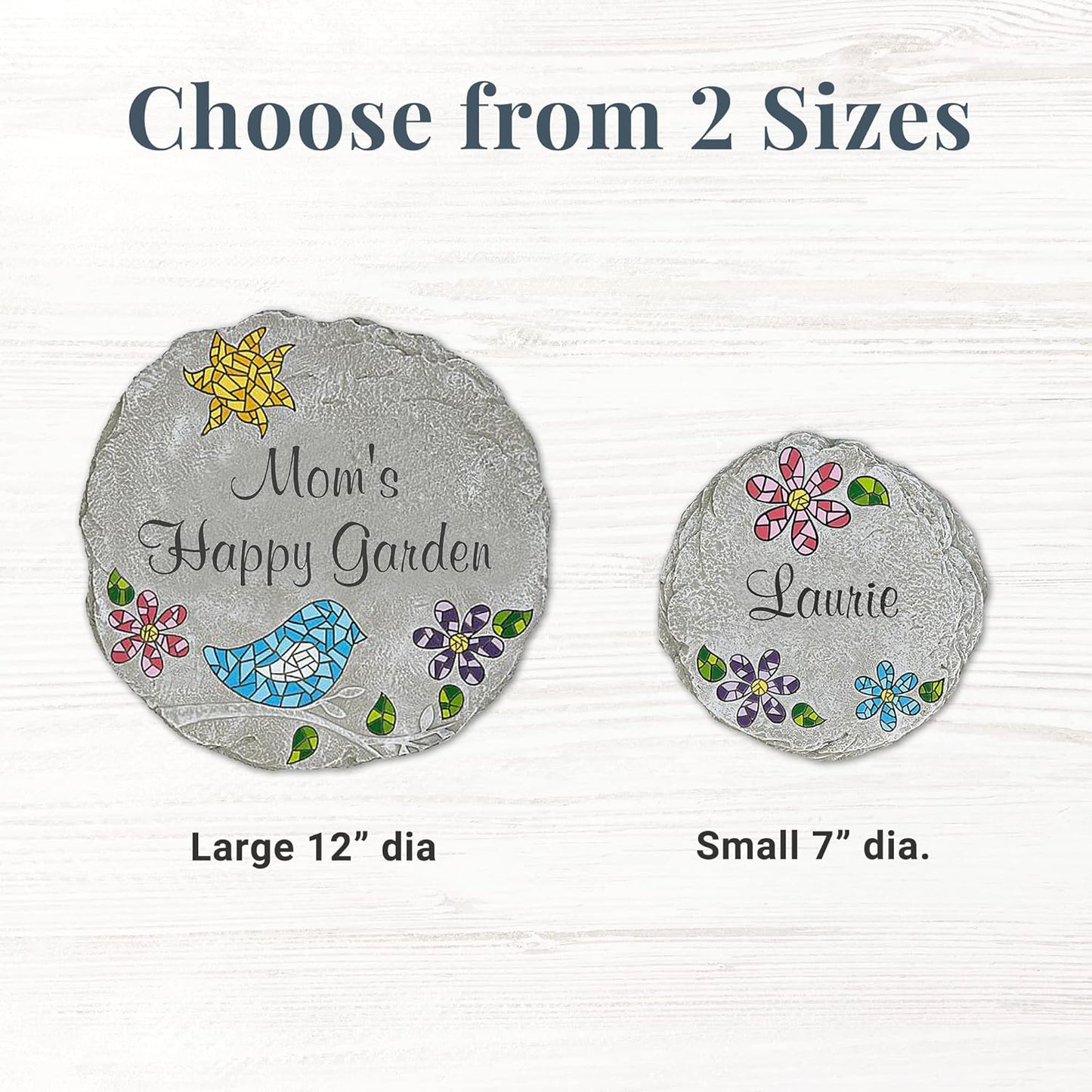 Let's Make Memories Personalized Mosaic Garden Stone - for Grandma, Mom - Large Stone - Personalize Message