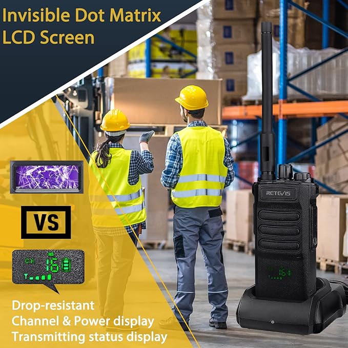 Retevis RT86 Professional 2 Way Radio Long Range,High Power Walkie Talkies for Adult with Shoulder Mic,Heavy Duty Two Way Radios Rechargeable,2600mAh,USB,Handheld Emergency Radio for Warehouse(4 Pack)