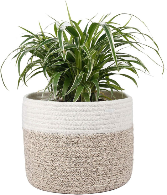 Woven Cotton Rope Plant Basket for 8" Flower Pot Small Basket for Plants Storage Organizer H7.5 x W8.5