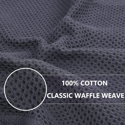 Homaxy 100% Cotton Oversized Waffle Weave Kitchen Dish Towels, Ultra Soft Absorbent Quick Drying Cleaning Towel, 20 x 28 Inches, 8-Pack, Dark Grey