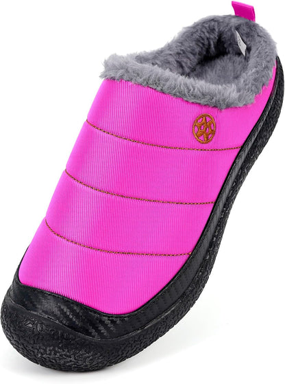 Womens Mens House Slippers Slip on Snow Winter Warm Fully Fur Lined Slippers Indoor Outdoor Shoes