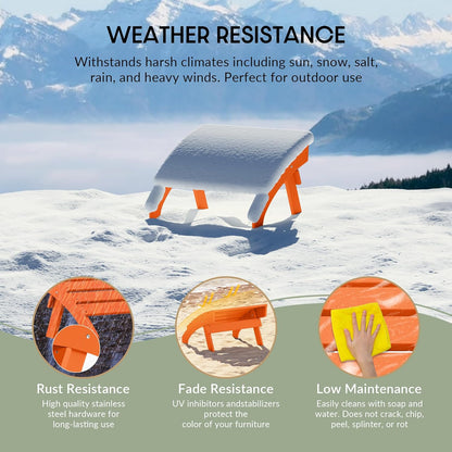 WestinTrends Dylan Outdoor Patio HDPE Adirondack Ottoman Footrest, Orange