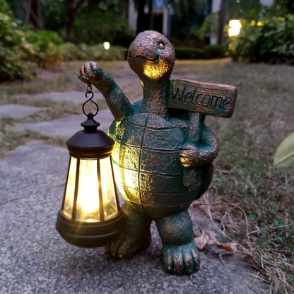 Turtle Garden Statue Outdoor Décor with Solar Lights Lantern,Turtle Solar Light Figurines Outside Decorations for Yard，Lawn,Patio, Balcony, Unique Housewarming Gifts