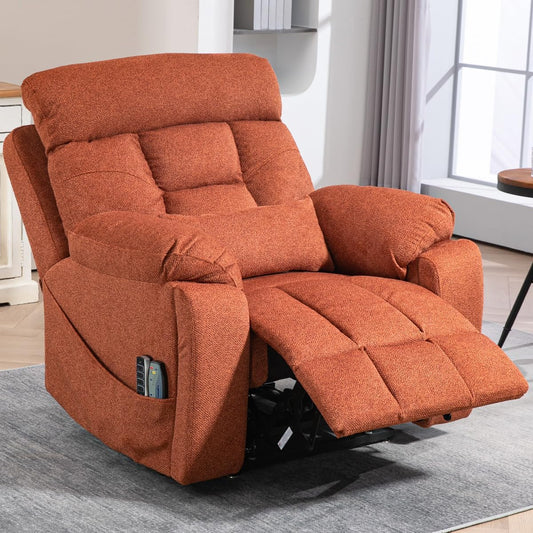 Oversized Lazy Boy Recliner Chair, 4 Motor Recliner with Power Headrest and Lumbar, Nursing Lift Chair with Vibrating Massage and Heated Seat