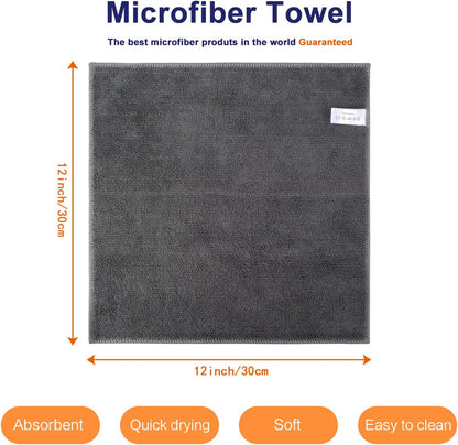 KinHwa Kitchen Washcloths for Dishes Absorbent Microfiber Dish Cloths Quick Dry Dish Rags with Poly Scour Scrub Side Ideal for Kitchen Cleaning (Gray, 12inchx12inch 10 Pack)