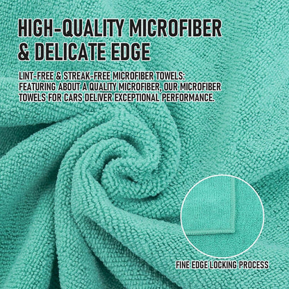 Tricol Clean Microfiber Cleaning Cloth, 16in*16in, 12 Pack Ultra-Thick Cleaning Rags, Super Absorbent, Lint Free & Streak Free Cleaning Towels for Car, House, Kitchen, Office