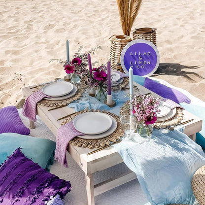 Sioloc 5 Pack Dusty Blue Cheesecloth Table Runner Fall Autumn Decor for Home 10ft Table Cloth for Tea Wedding Birthday Party Baby Bridal Shower Halloween Thanksgiving