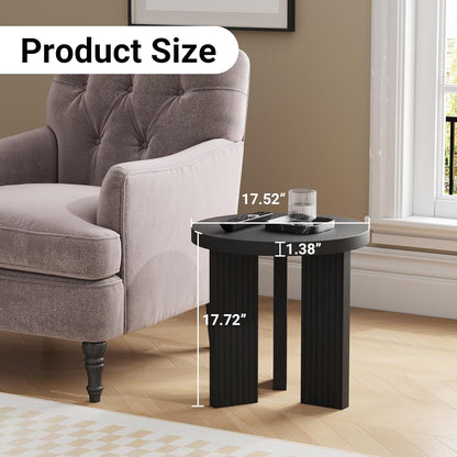 Small Round Side Table, 17.52" Coffee Table with Smooth Thick Mesa, Circle End Table with X Shaped Stable Legs, Accent Tea Table for Living Room, Office, Black