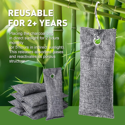 8Pack Activated Charcoal Odor Absorber, Odor Eliminator for Strong 0dor,Shoe Deodorizer,Bamboo Charcoal Air Purifying For in Car,Closet,Shoe, Basement(50g/1.77oz Each)