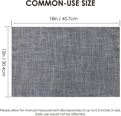 Placemats Set of 4, Bilayer Thickened Linen Place Mats Heat Resistant Machine Washable Wrinkle Free Carefully Selected Polyester Mats for Kitchen/Dining/Coffee Table (Light Grey)