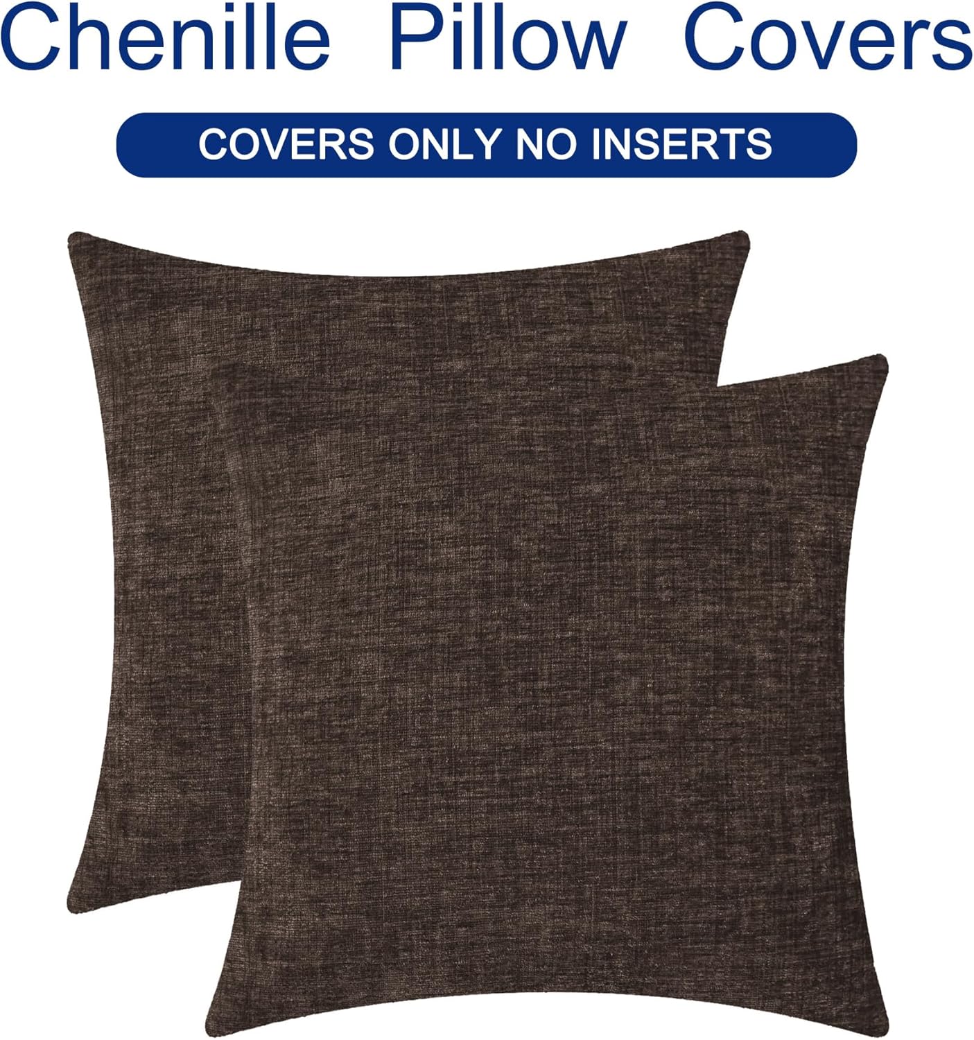 CaliTime Throw Pillow Covers Decorative 26 X 26 Inches Pack of 2 Cozy Chenille Cushion Cases for Couch Sofa Bed Living Room Home Coffee
