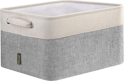 BALEINE 1 Pack Fabric Storage Bins for Shelves, Linen Storage Baskets for Organizing, Decorative Closet Bins for Clothes, Home (Grey, 12"x8"x8")