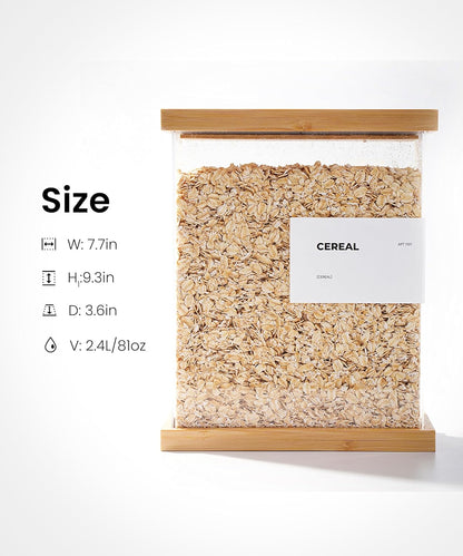 Bamboo Food Dispenser | Kitchen Organizers and Storage | Airtight Pantry Organizers and Storage Container | Cereal, Rice, Flour, Snack Storage (2, Large)