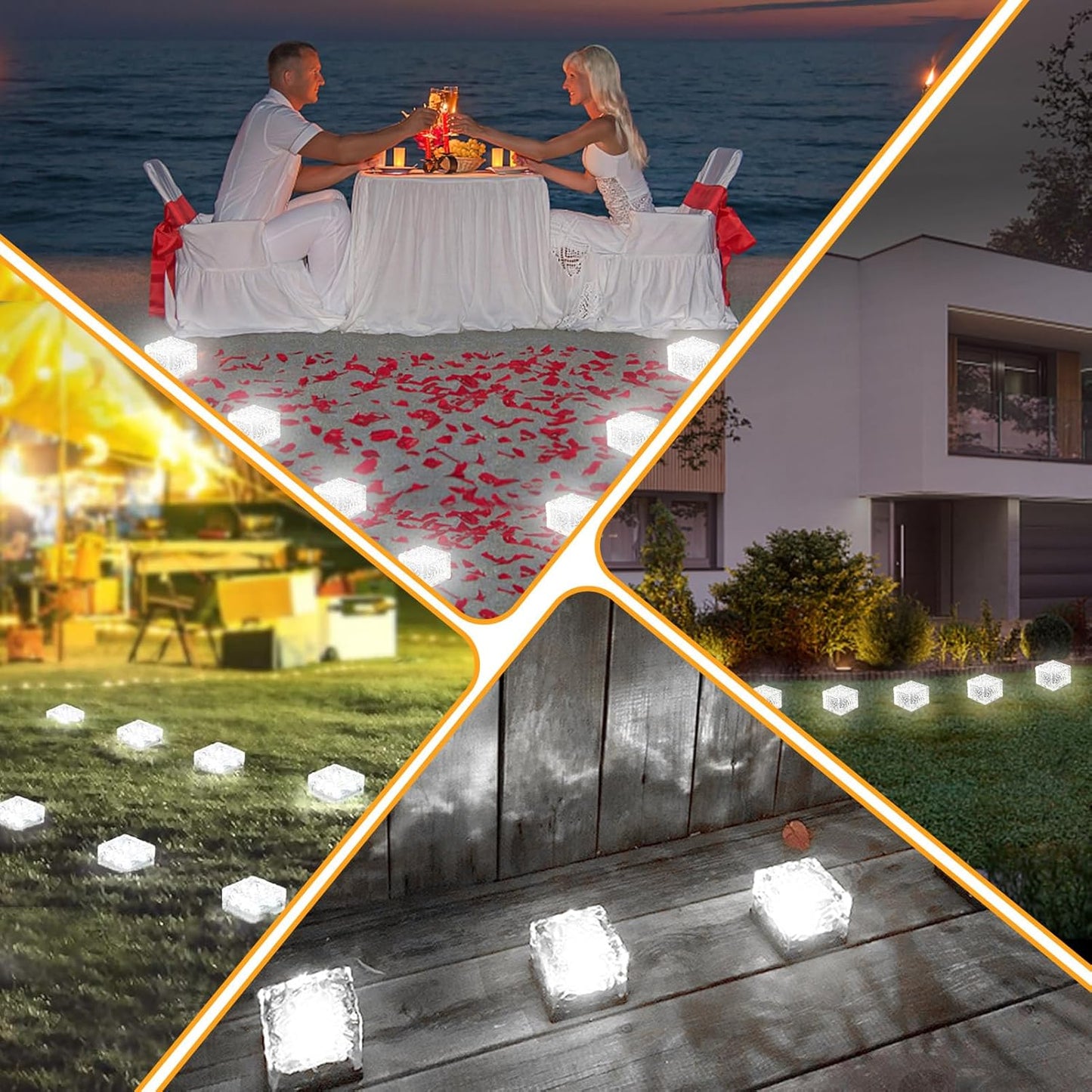 Solar Brick Lights - Outdoor Waterproof Patio & Garden Decor (3 Packs) for Patio, Yard, Walkway, Pathway