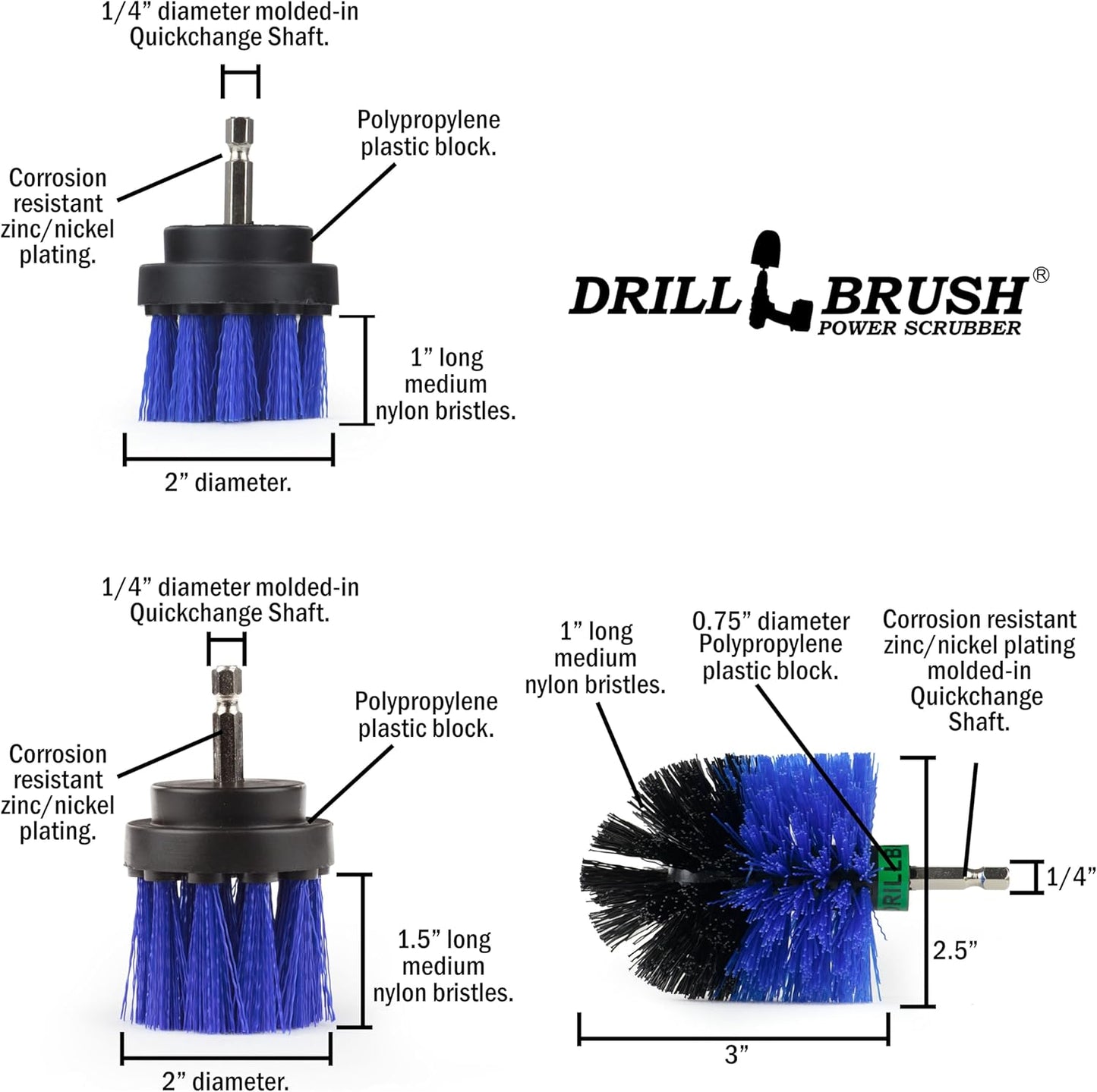 Pool Accessories - Cleaning Supplies - Drill Brush - 5 Piece Spin Brush Pool Cleaning Kit - Pool Supplies - Slide - Deck Brush - Hot Tub - Spa - Pond Liner - Pool Brush - Carpet Cleaner