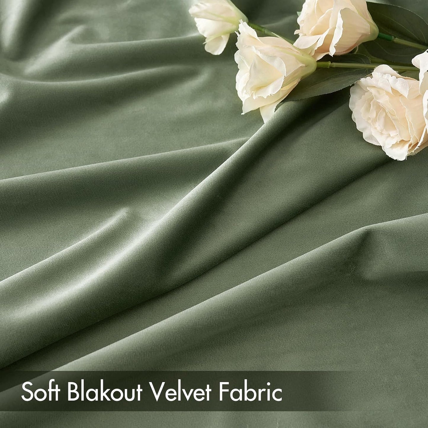 MIULEE Velvet Curtains Sage Green Thermal Insulated Blackout Curtain Drapes for Bedroom Living Room Darkening 84 Inches Long Curtains Panels Rod Pocket Set of 2