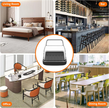 Ezprotekt 24 Pcs Clear Chair Leg Sliders for Carpet, Square Chair Glides for Rug, Teflon Furniture Pads Leg Protectors Caps - for Dining Table, Bar Stool, End Table Legs (L Fit:1" - 1.4")