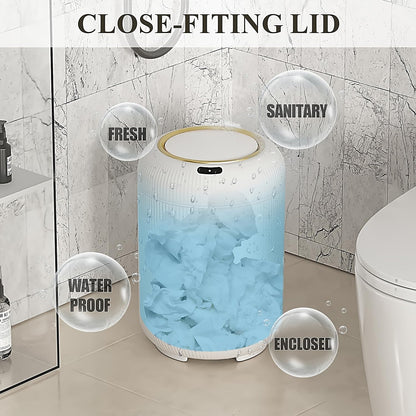 Automatic Motion Sensor Bathroom Trash Can with Lid, 3 Gallon Touchless Trash Bin, Smart Plastic Electric Garbage Cans Small White Wastebasket for Office, rv, Bedroom, Living Room