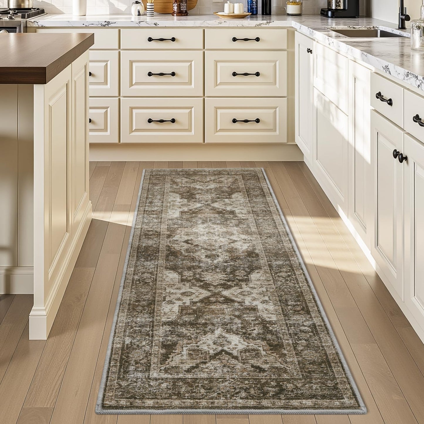 AMOAMI-2X3 Small Rug-Washable Rugs Entryway Mat Indoor-Soft Vintage Non Slip Rugs for Kitchen Laundry Room Bathroom Brown/Coffee Decorative Accent Rug for in Front of Sink 24 Inch x36 Inch