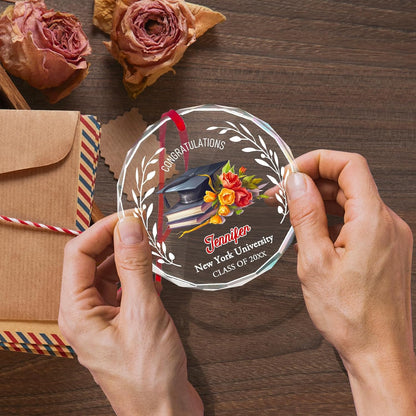 Personalized Graduate Glass Christmas Ornament, Class of 2025 Graduation Picture Ornament Gift for Congrats Son Daughter Friends, Custom Name School Graduation Ornaments Gifts